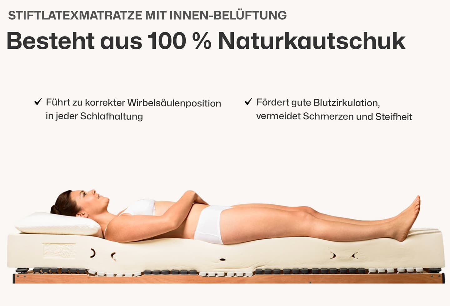 Jubiläumsangebot Latexmatratze 90 x 200 cm mit Nackenkissen Latex